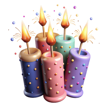 wonderful minimalist Festive Birthday Candles with Sparks Transparent for Cards original png