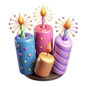 impressive traditional Festive Birthday Candles with Sparks Transparent for Cards professional png
