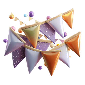 serene modern Festive Bunting Transparent Triangle Flags for Celebrations premium png