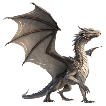 Majestic Grey Dragon with Large Wings and Sharp Claws a 3D Render png