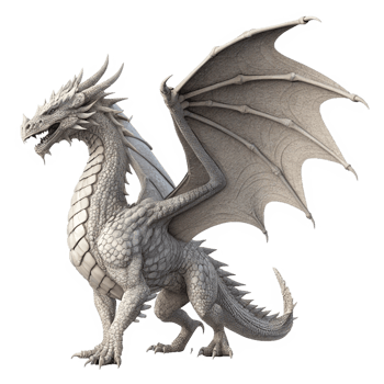 Majestic White Dragon with Large Wings Rendered in 3D png