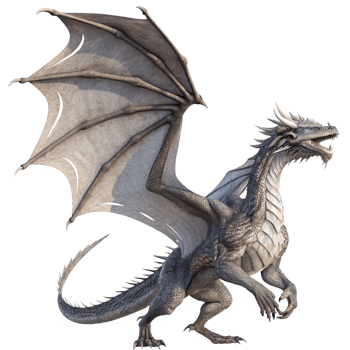 Majestic Grey Dragon with Large Wings in a Powerful Pose png