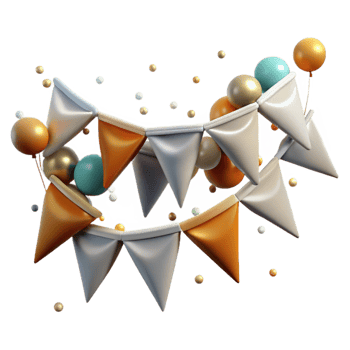 vibrant artistic Festive Garland Triangle Flags Birthday Party Transparent detailed png