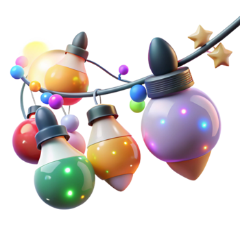 dramatic artistic Festive Lights Twinkle Colorful Bulbs Wire Cutout Xmas professional png