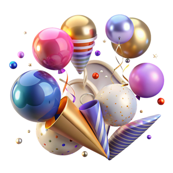 wonderful traditional Festive Streamers and Balloons Cutout exclusive png