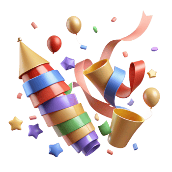 elegant contemporary Festive Streamers Isolated for Party Backdrops premium png