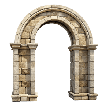 Elegant Stone Archway Entrance Design Architectural 3D Render of a Classic Romanesque Style Arch png
