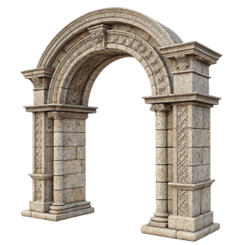 Roman Style Stone Archway Entrance Gateway 3D Render png