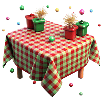 vibrant rustic Festive Tablecloth Red Green Plaid Pattern Isolated original png