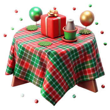 wonderful traditional Festive Tablecloth Red Green Plaid Pattern Isolated png