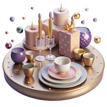 elegant artistic Festive Table Setting Plates Cutlery Decor Transparent authentic png