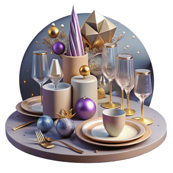 magnificent artistic Festive Table Setting Plates Cutlery Decor Transparent png