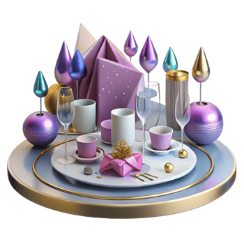 dramatic minimalist Festive Table Setting Plates Cutlery Decor Transparent high quality png