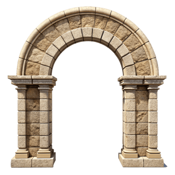 A majestic stone archway with classical pillars and intricate detailing, perfect for architectural design inspiration png