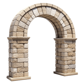 A stunning 3D render of an ancient stone archway entrance gateway png