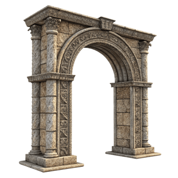 Ancient Roman Style Stone Archway 3D Render Entrance Gate png