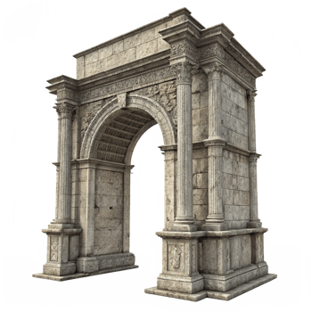 Ancient Roman Triumphal Arch 3D Render Stone Architecture Model png