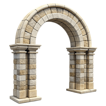 Elegant Stone Archway Entrance Architectural 3D Render png