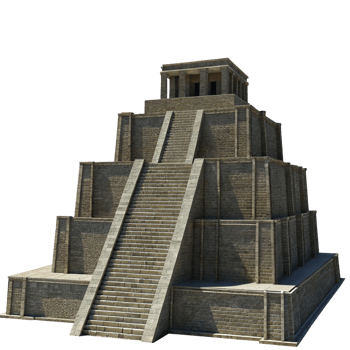 A 3D Render of an Ancient Mesopotamian Ziggurat Style Temple Pyramid png