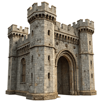 Ancient Stone Castle Gatehouse Architectural 3D Model png