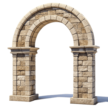 A majestic stone archway entrance architectural 3D render png