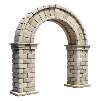 A 3D Render of an Elegant Stone Archway Entrance suitable for Gardens or Architectural Designs png