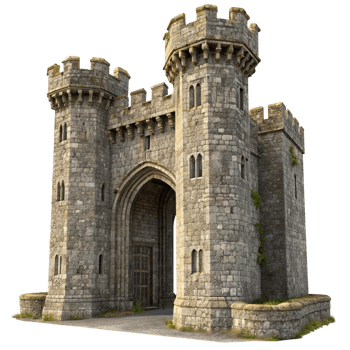 Stone Castle Gatehouse Architectural Render 3D Model png