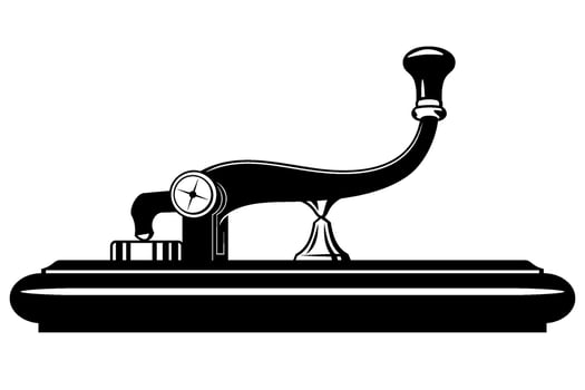 Telegraph Key. Black and white clipart isolated on white. vector
