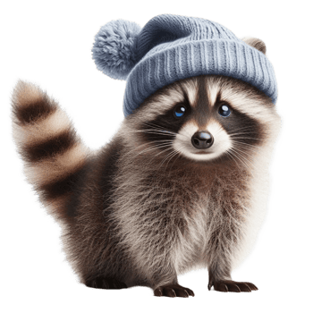 Raccoon Wearing a Cozy Winter Hat png