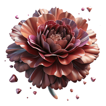elegant minimalist Garnet Carnation Texture Ruffled Petals Cutout authentic png