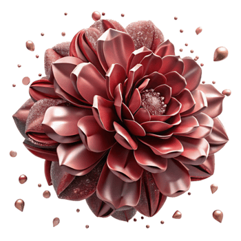 serene classic Garnet Carnation Texture Ruffled Petals Cutout premium png