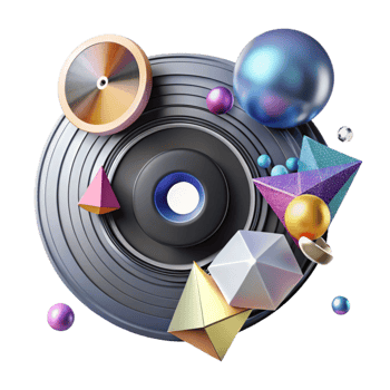 magnificent rustic Geometric Music Design with Vinyl Record Isolated detailed png