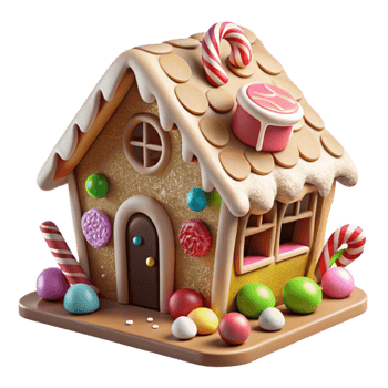 serene traditional Gingerbread House Decorated Candies Isolated for Holiday Baking png