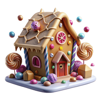 dramatic abstract Gingerbread House Icing Candy Decor Isolated exclusive png
