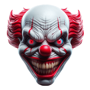 Scary Red-Eyed Clown Face png