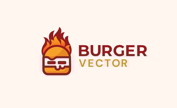 Fire man burger logo vector