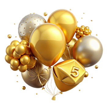 beautiful minimalist Golden Anniversary Balloons Numbered Transparent genuine png