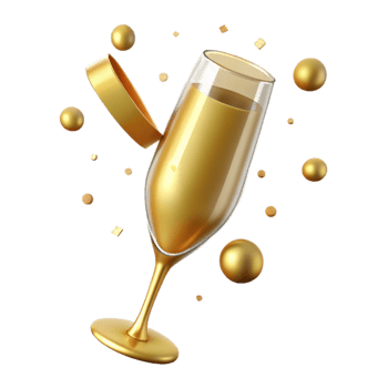 extraordinary traditional Golden Champagne Flute Anniversary Toast Transparent high quality png