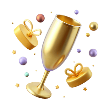 vibrant vintage Golden Champagne Flute Anniversary Toast Transparent high resolution png