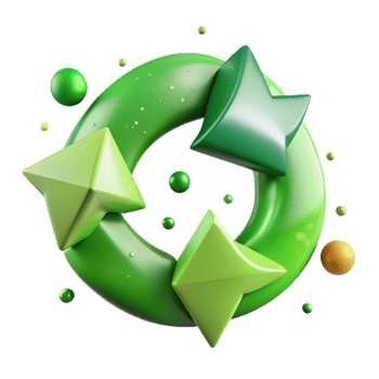 impressive artistic Green Recycling Arrows Circle Loop Transparent Background authentic png