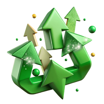 elegant rustic Green Recycling Arrows Upward Motion Isolated png