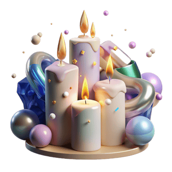 dramatic modern Group of Lit Birthday Candles Transparent for Anniversary Designs exclusive png
