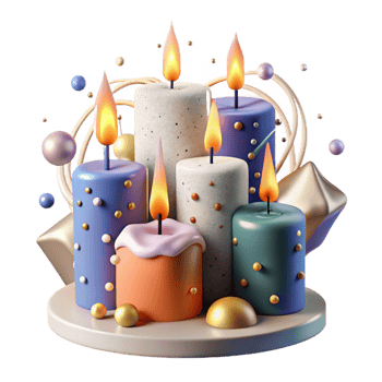 elegant creative Group of Lit Birthday Candles Transparent for Anniversary Designs original png