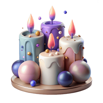 stunning classic Group of Unlit Birthday Candles Transparent for Cake Mockups original png