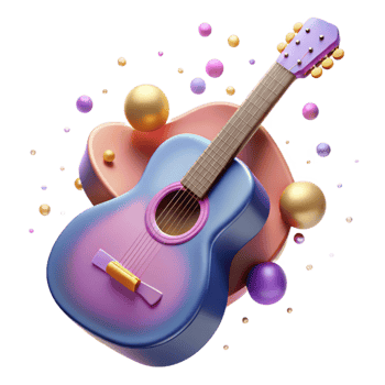 serene creative Guitar Silhouette Detailed Design Cutout for Print Media detailed png