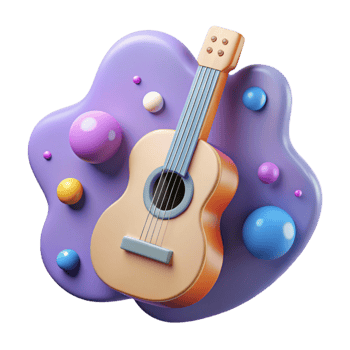 impressive abstract Guitar Silhouette with Flat Symbol Cutout for Music Notation exclusive png