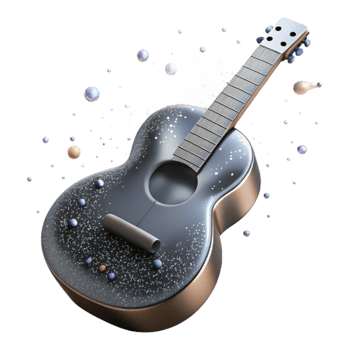 dramatic minimalist Guitar Silhouette with Metallic Colors Isolated for Luxury Designs premium png