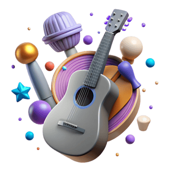 stunning creative Guitar Silhouette with Microphone Cutout for Karaoke Graphics professional png