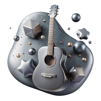 magnificent rustic Guitar Silhouette with Metallic Colors Isolated for Luxury Designs original png