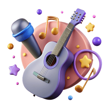 beautiful abstract Guitar Silhouette with Microphone Cutout for Karaoke Graphics exclusive png